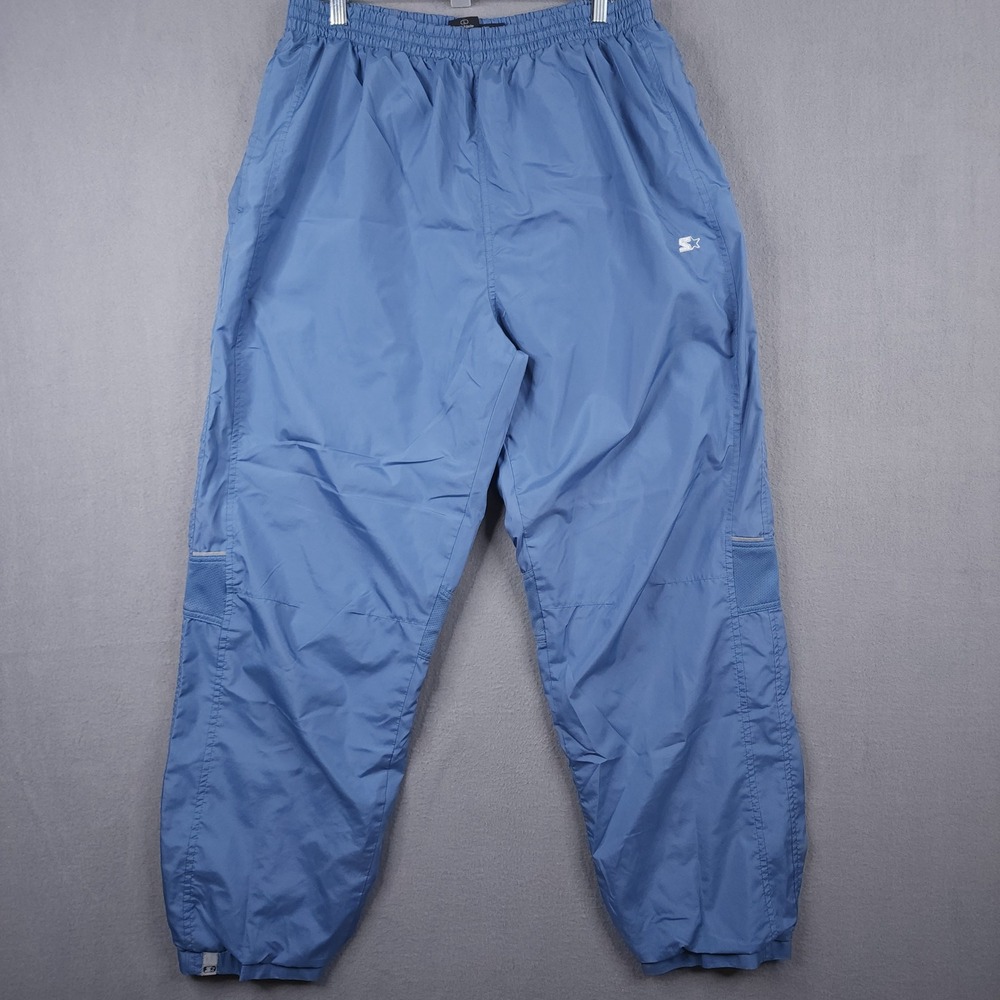 Starter Mens Large Slate Blue Windbreaker Track Pants Mesh Lined Elastic Waist L